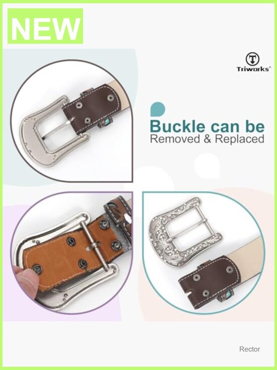 Western Cowgirl Belt with Rhinestone Buckle - Adjustable Size main image 4